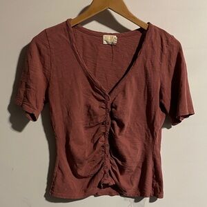 Marion made in Peru Women's Button-Front Top in Rust